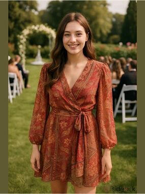 4/$67 Deal! Dex Floral Paisley Mini Dress in Coral Shades